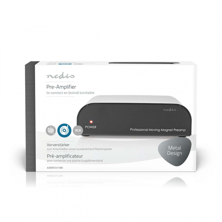 Nedis Forforstærker | Indgang til lyd- / video- / dataforbindelser: 1x RCA | Audio / video / dataforbindelser output: 1x RCA | 2 Kanaler | Phono / Pladespiller | Automatisk | Sort