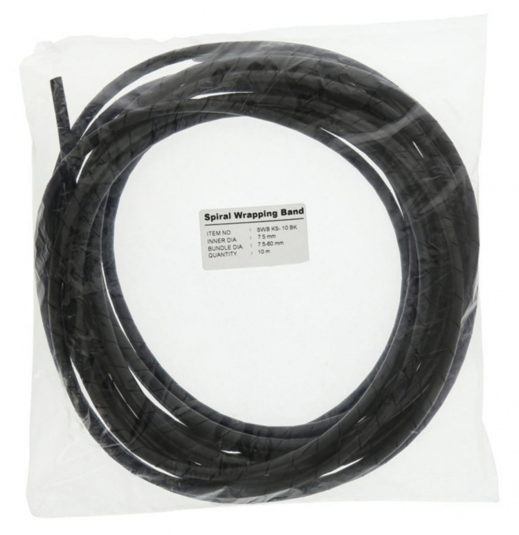 Nedis Kabel Management | Spiral ærme | 1 stk. | Maksimal tykkelse på kabel: 60 mm | PVC | Sort