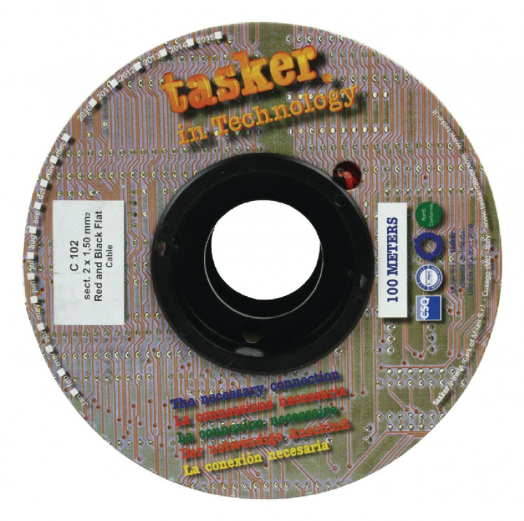 Tasker Højttalerkabel På Rulle 2x 1.50 mm² 100 m Sort/Rød