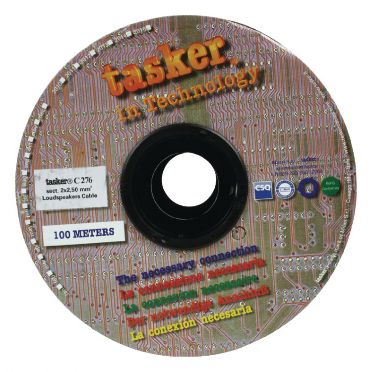 Tasker Højttalerkabel På Rulle 2x 2.50 mm² 100 m Sort