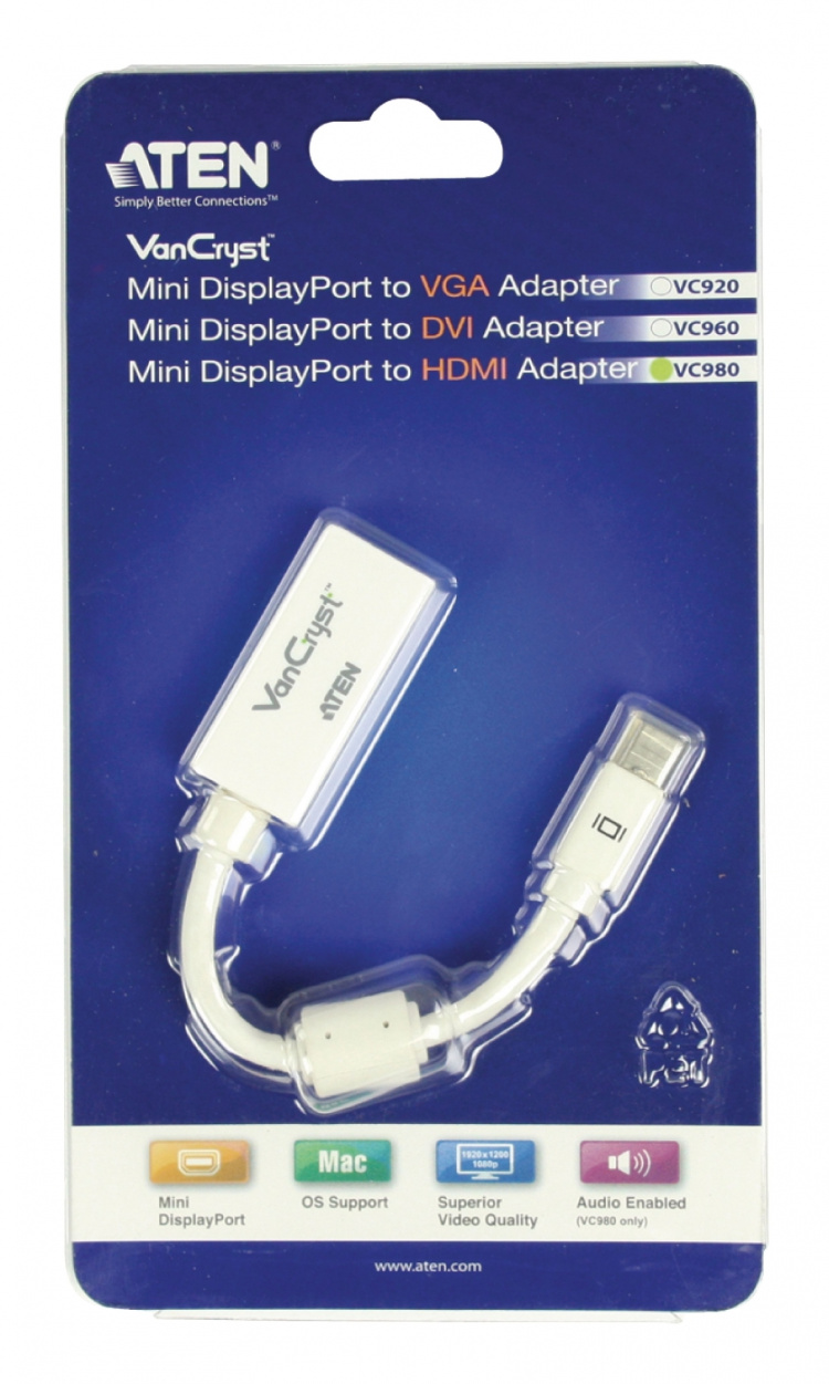 aten Mini Displayport Kabel Mini DisplayPort Han - HDMI-Stik 0.15 m Hvid