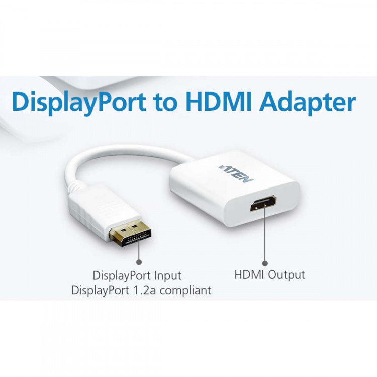 aten Displayport Kabel DisplayPort Han - HDMI Hun 0.15 m Hvid