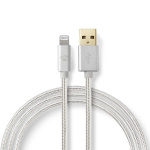 Nedis Lightning Kabel | USB 2.0 | Apple Lightning 8-pin | USB-A Han | 480 Mbps | Guldplateret | 1.00 m | Runde | Flettet / Nylon | Aluminium | Cover Window Box