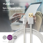 Nedis Lightning Kabel | USB 2.0 | Apple Lightning 8-pin | USB-A Han | 480 Mbps | Guldplateret | 1.00 m | Runde | Flettet / Nylon | Aluminium | Cover Window Box