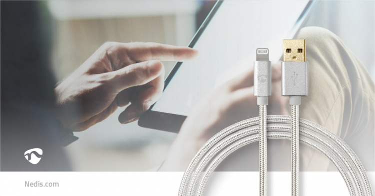 Nedis Lightning Kabel | USB 2.0 | Apple Lightning 8-pin | USB-A Han | 480 Mbps | Guldplateret | 1.00 m | Runde | Flettet / Nylon | Aluminium | Cover Window Box