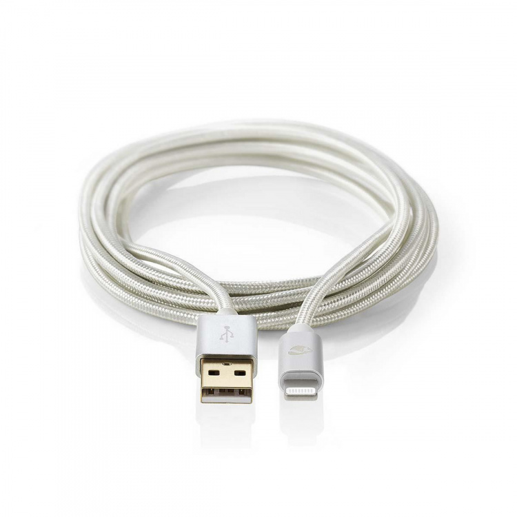 Nedis Lightning Kabel | USB 2.0 | Apple Lightning 8-pin | USB-A Han | 480 Mbps | Guldplateret | 2.00 m | Runde | Flettet / Nylon | Aluminium | Cover Window Box