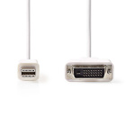 Nedis Mini DisplayPort kabel | DisplayPort 1.2 | Mini DisplayPort han | DVI-D 24 + 1-pin han | 21.6 Gbps | Nikkelplateret | 2.00 m | Runde | PVC | Hvid | Konvolut