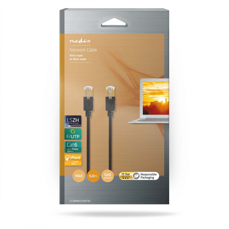 Nedis Kat 6 kabel | RJ45 Han | RJ45 Han | F/UTP | 5.00 m | Runde | LSZH / PVC | Antracit | Window Box