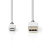 Nedis Lightning Kabel | USB 2.0 | Apple Lightning 8-pin | USB-A Han | 480 Mbps | Guldplateret | 2.00 m | Runde | PVC | Grå / Hvid | Box
