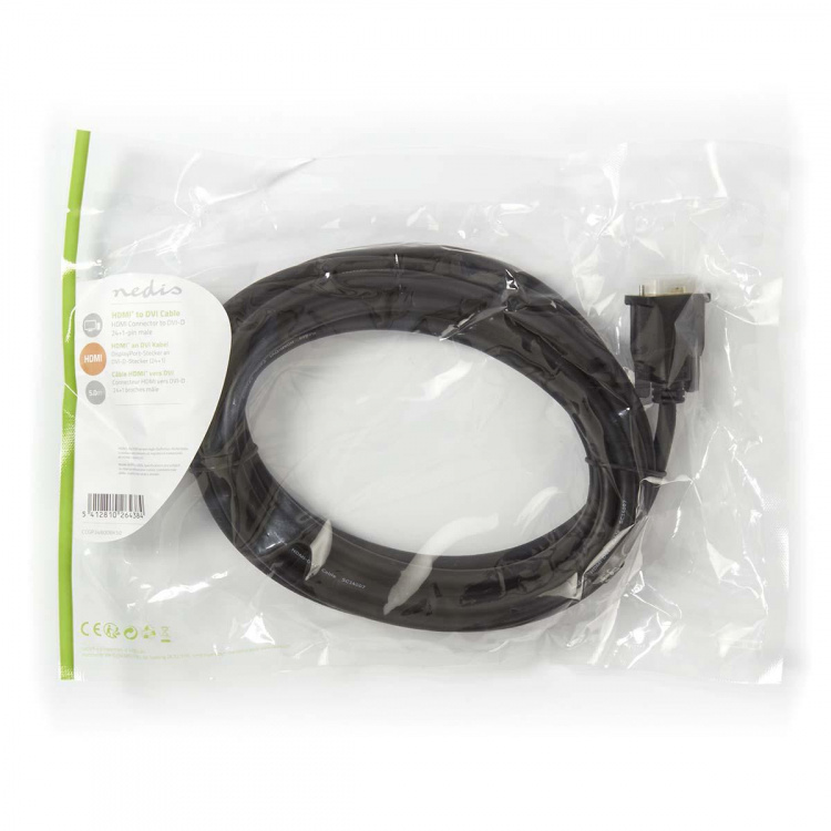 Nedis HDMI™ kabel | HDMI™ Stik | DVI-D 24 + 1-pin han | 1080p | Nikkelplateret | 5.00 m | Lige | PVC | Sort | Konvolut