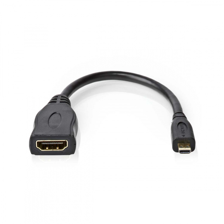 Nedis High Speed ​​HDMI ™ kabel med Ethernet | HDMI™ Micro-stik | HDMI ™ -udgang | 4K@30Hz | 10.2 Gbps | 0.20 m | Runde | PVC | Sort | Konvolut