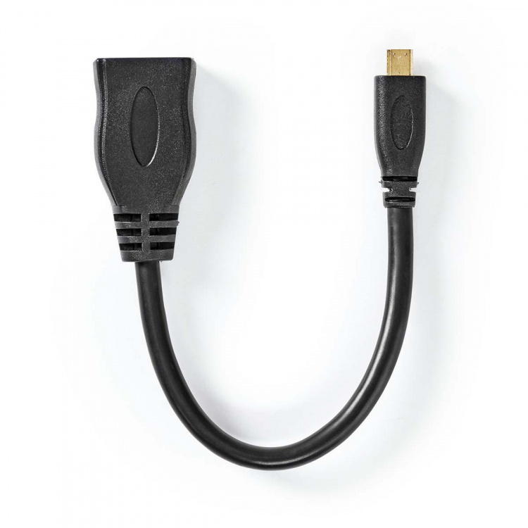 Nedis High Speed ​​HDMI ™ kabel med Ethernet | HDMI™ Micro-stik | HDMI ™ -udgang | 4K@30Hz | 10.2 Gbps | 0.20 m | Runde | PVC | Sort | Konvolut
