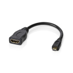 Nedis High Speed ​​HDMI ™ kabel med Ethernet | HDMI™ Micro-stik | HDMI ™ -udgang | 4K@30Hz | 10.2 Gbps | 0.20 m | Runde | PVC | Sort | Konvolut