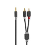 Nedis Stereo Audio kabel | 3.5 mm Hanstik | 2x RCA Hanstik | Guldplateret | 1.00 m | Runde | Antracit | Box