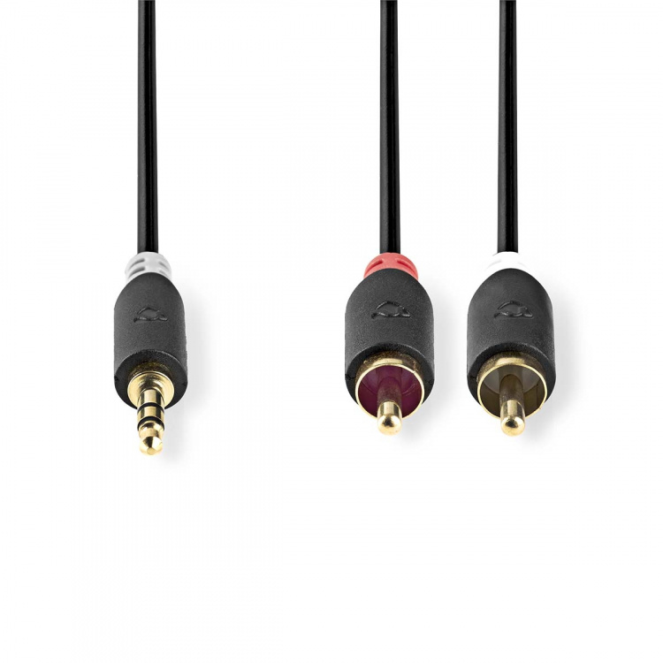 Nedis Stereo Audio kabel | 3.5 mm Hanstik | 2x RCA Hanstik | Guldplateret | 10.0 m | Runde | Antracit | Box