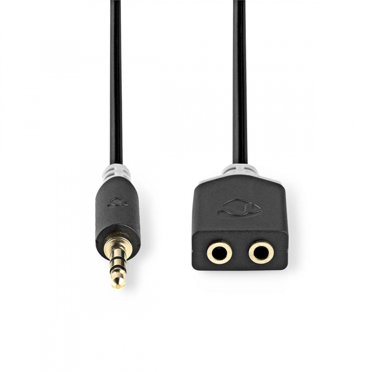 Nedis Stereo Audio kabel | 3.5 mm Hanstik | 2 x 3.5 mm Hunstik | Guldplateret | 0.20 m | Runde | Antracit | Box
