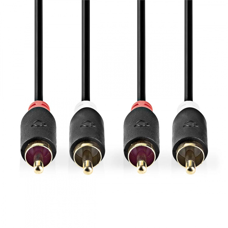 Nedis Stereo Audio kabel | 2x RCA Hanstik | 2x RCA Hanstik | Guldplateret | 2.00 m | Runde | Antracit | Box