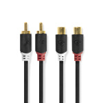 Nedis Stereo Audio kabel | 2x RCA Hanstik | 2x RCA Hun | Guldplateret | 2.00 m | Runde | Antracit | Box