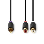 Nedis Subwoofer kabel | RCA Hanstik | 2x RCA Hun | Guldplateret | 0.20 m | Runde | 4.0 mm | Antracit | Box