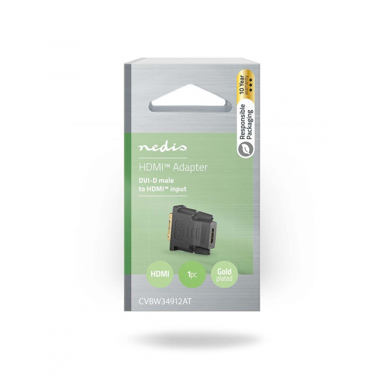 Nedis HDMI™ Adapter | HDMI ™ -udgang | DVI-D 24 + 1-pin han | Guldplateret | Lige | PVC | Antracit | 1 stk. | Window Box