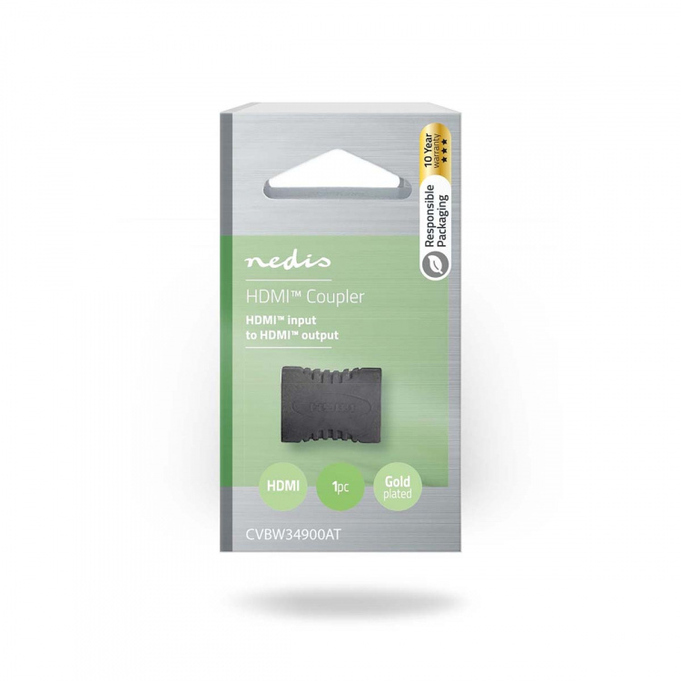 Nedis HDMI™ Adapter | HDMI ™ -udgang | HDMI ™ -udgang | Guldplateret | Lige | PVC | Antracit | 1 stk. | Box