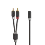 Nedis Stereo Audio kabel | 2x RCA Hanstik | 3.5 mm Hunstik | Guldplateret | 0.20 m | Runde | Antracit | Box