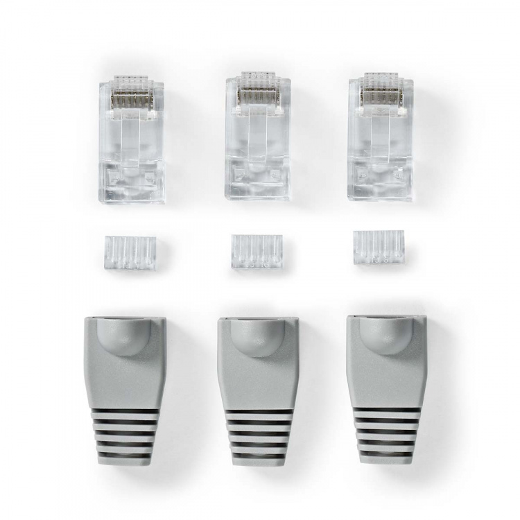 Nedis RJ45-stik | Han | Solid UTP CAT6 | Lige | Guldplateret | 10 stk. | PVC | Grå | Box