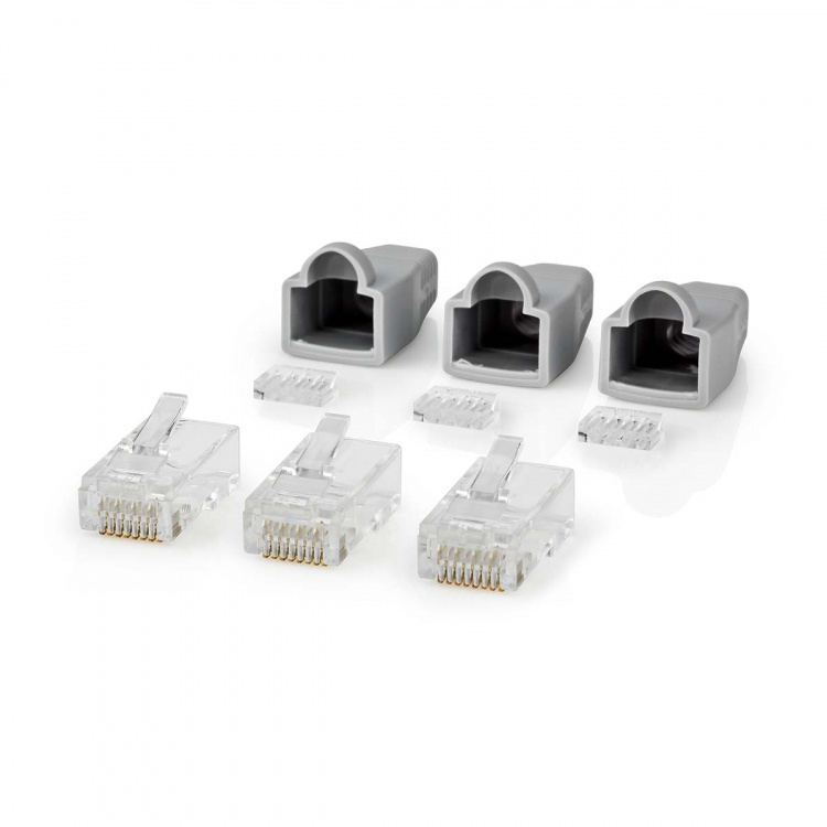 Nedis RJ45-stik | Han | Solid UTP CAT6 | Lige | Guldplateret | 10 stk. | PVC | Grå | Box
