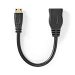 Nedis High Speed ​​HDMI ™ kabel med Ethernet | HDMI™ Mini-stik | HDMI ™ -udgang | 4K@30Hz | 10.2 Gbps | 0.20 m | Runde | PVC | Sort | Konvolut