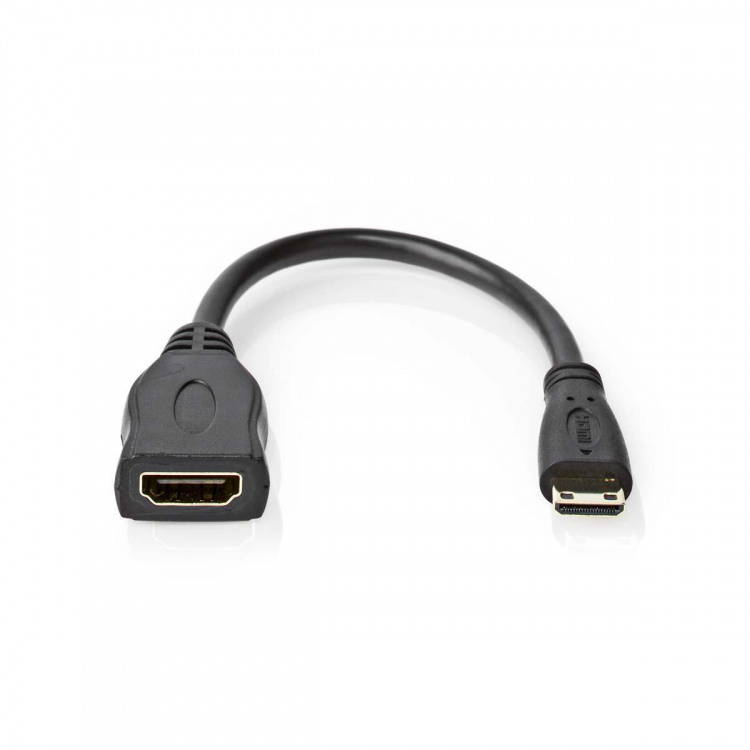 Nedis High Speed ​​HDMI ™ kabel med Ethernet | HDMI™ Mini-stik | HDMI ™ -udgang | 4K@30Hz | 10.2 Gbps | 0.20 m | Runde | PVC | Sort | Konvolut