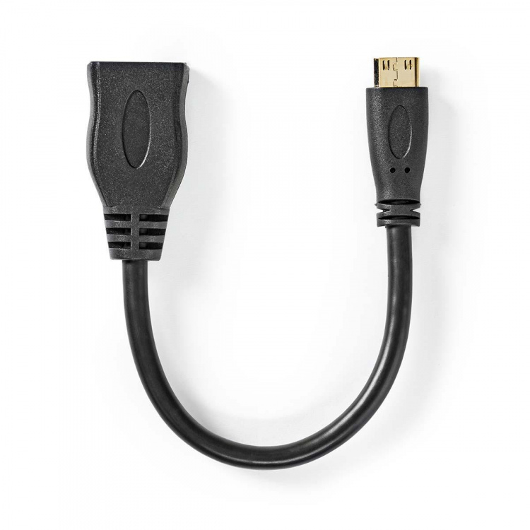 Nedis High Speed ​​HDMI ™ kabel med Ethernet | HDMI™ Mini-stik | HDMI ™ -udgang | 4K@30Hz | 10.2 Gbps | 0.20 m | Runde | PVC | Sort | Konvolut