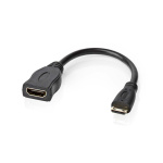Nedis High Speed ​​HDMI ™ kabel med Ethernet | HDMI™ Mini-stik | HDMI ™ -udgang | 4K@30Hz | 10.2 Gbps | 0.20 m | Runde | PVC | Sort | Konvolut