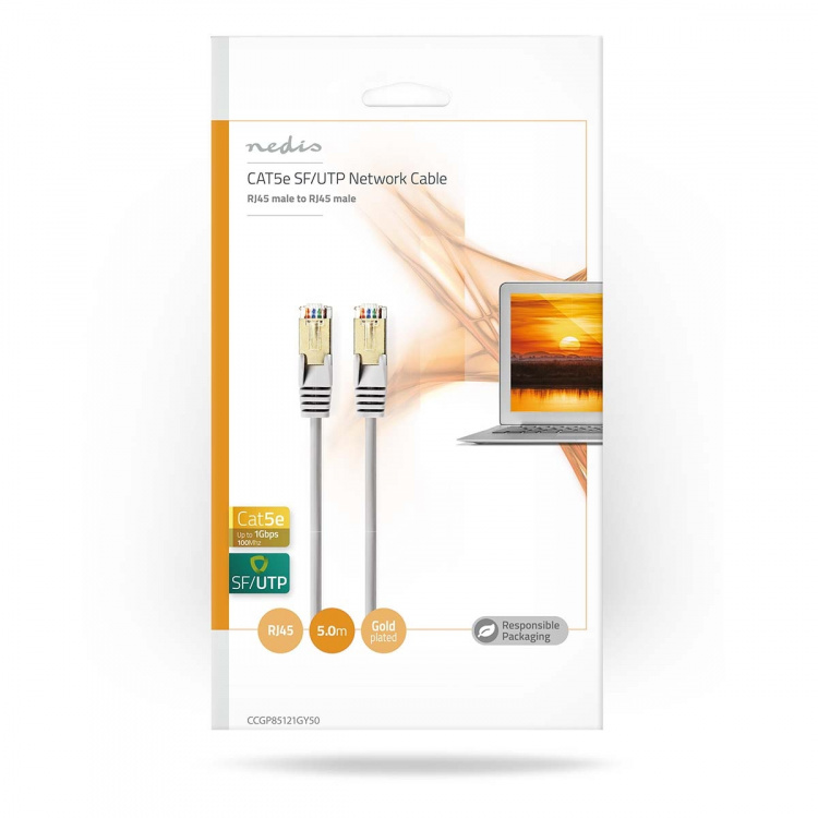 Nedis CAT5e netværkskabel | SF/UTP | RJ45 Han | RJ45 Han | 5.00 m | Runde | PVC | Grå | Konvolut