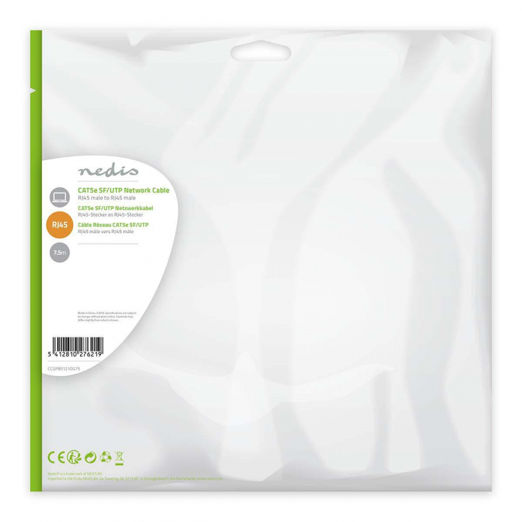 Nedis CAT5e netværkskabel | SF/UTP | RJ45 Han | RJ45 Han | 7.50 m | Runde | PVC | Orange | Plastikpose