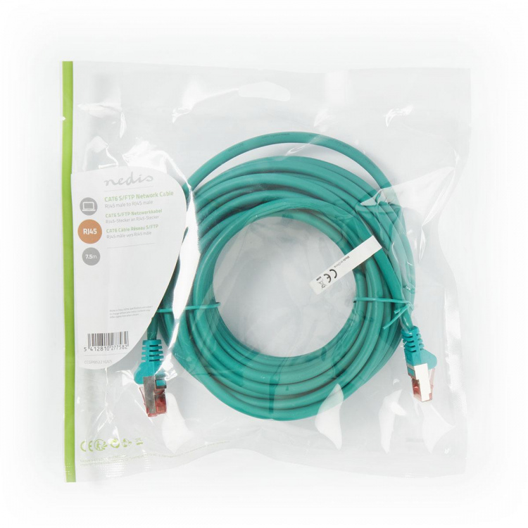 Nedis Kat 6 kabel | RJ45 Han | RJ45 Han | S/FTP | 7.50 m | Runde | LSZH | Grøn | Plastikpose