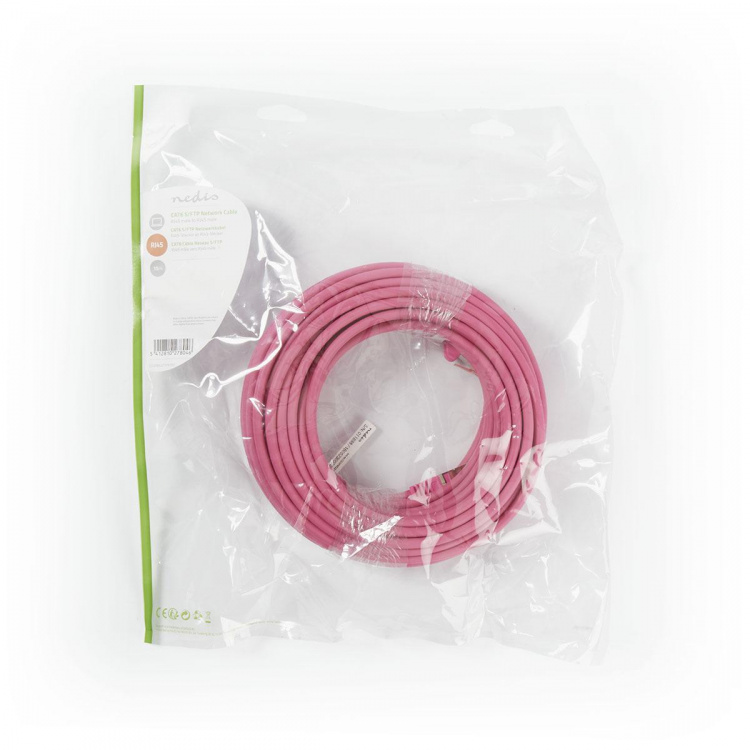 Nedis Kat 6 kabel | RJ45 Han | RJ45 Han | S/FTP | 15.0 m | Runde | LSZH | Pink | Plastikpose