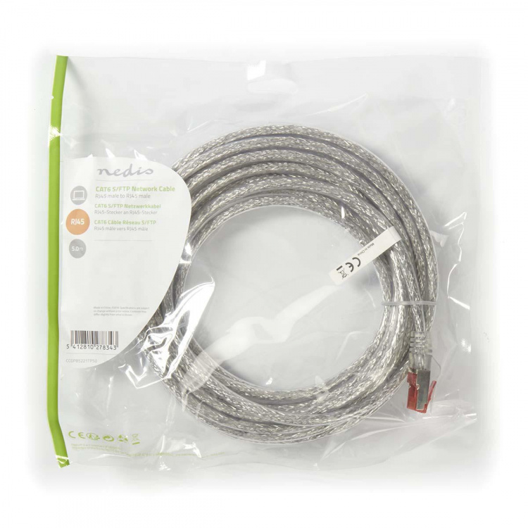 Nedis Kat 6 kabel | RJ45 Han | RJ45 Han | S/FTP | 5.00 m | Runde | LSZH | Gennemsigtig | Plastikpose