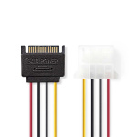 Nedis Intern Strømkabel | SATA 15-Pin Han | Molex Hun | Guldplateret | 0.15 m | Runde | PVC | Flerfarvet | Konvolut