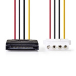 Nedis Intern Strømkabel | SATA 15-Pin Han | Molex Hun | Guldplateret | 0.15 m | Runde | PVC | Flerfarvet | Konvolut