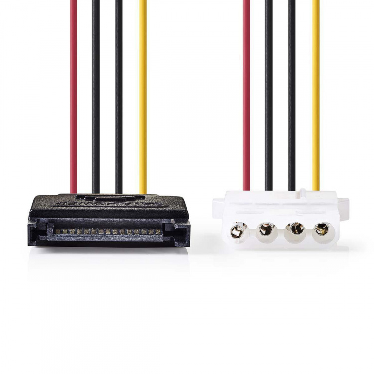 Nedis Intern Strømkabel | SATA 15-Pin Han | Molex Hun | Guldplateret | 0.15 m | Runde | PVC | Flerfarvet | Konvolut