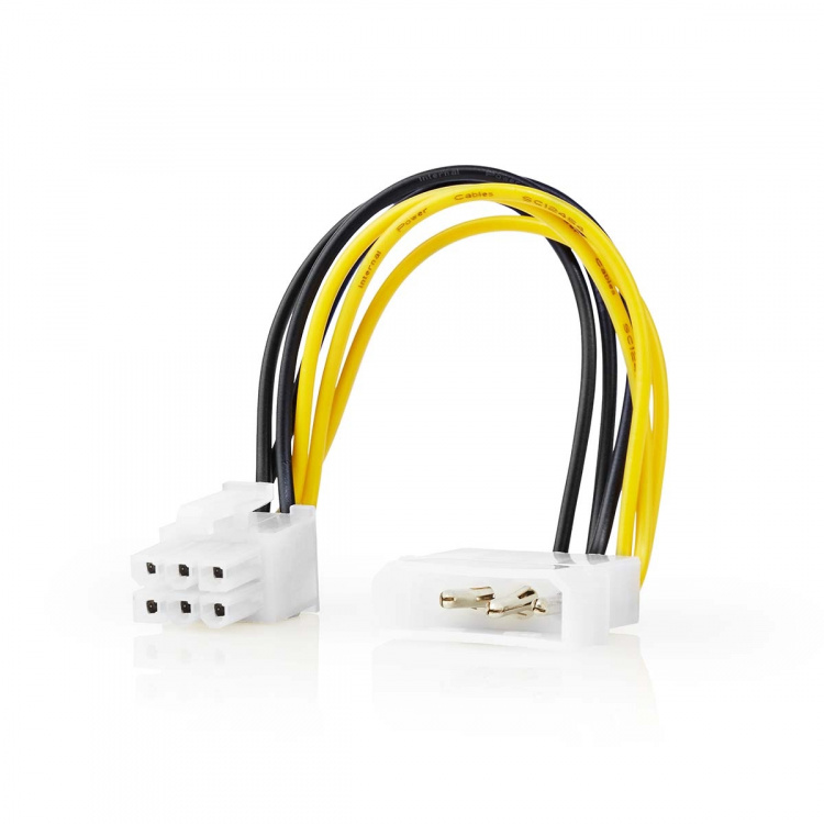 Nedis Intern Strømkabel | Molex Han | PCI Express Han | Guldplateret | 0.20 m | Runde | PVC | Gul / Sort | Konvolut