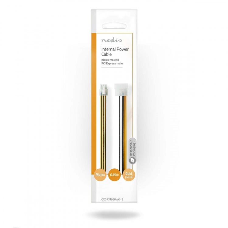 Nedis Intern Strømkabel | Molex Han | PCI Express Han | Guldplateret | 0.20 m | Runde | PVC | Gul / Sort | Konvolut