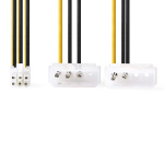 Nedis Intern Strømkabel | 2x Molex Han | PCI Express Hun | Guldplateret | 0.20 m | Runde | PVC | Gul / Sort | Plastikpose