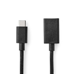 Nedis USB-C™ Adapter | USB 3.2 Gen 1 | USB-C™ Han | USB-A Hun | 5 Gbps | 0.15 m | Runde | Nikkelplateret | PVC | Sort | Konvolut