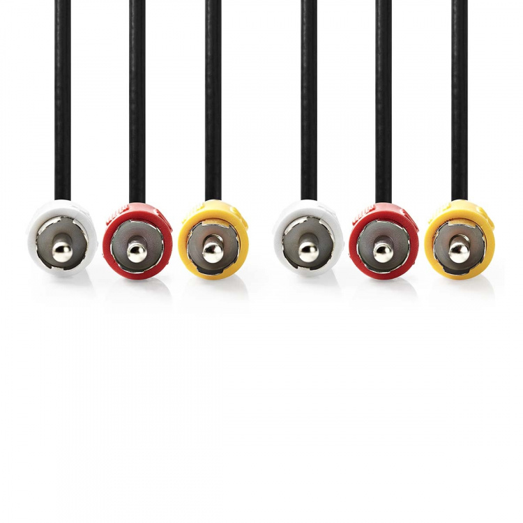 Nedis Composite Video kabel | 3x RCA Han | 3x RCA Han | Nikkelplateret | 480p | 3.00 m | Runde | PVC | Sort | Konvolut