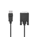 Nedis Displayport kabel | DisplayPort Han | DVI-D 24 + 1-pin han | 1080p | Nikkelplateret | 2.00 m | Runde | PVC | Sort | Box