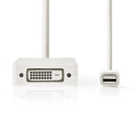 Nedis Mini DisplayPort kabel | DisplayPort 1.2 | Mini DisplayPort han | DVI-D 24+1-Pins Hun / HDMI™ Input / VGA Hun | 21.6 Gbps | Nikkelplateret | 0.20 m | Runde | PVC | Hvid | Blister