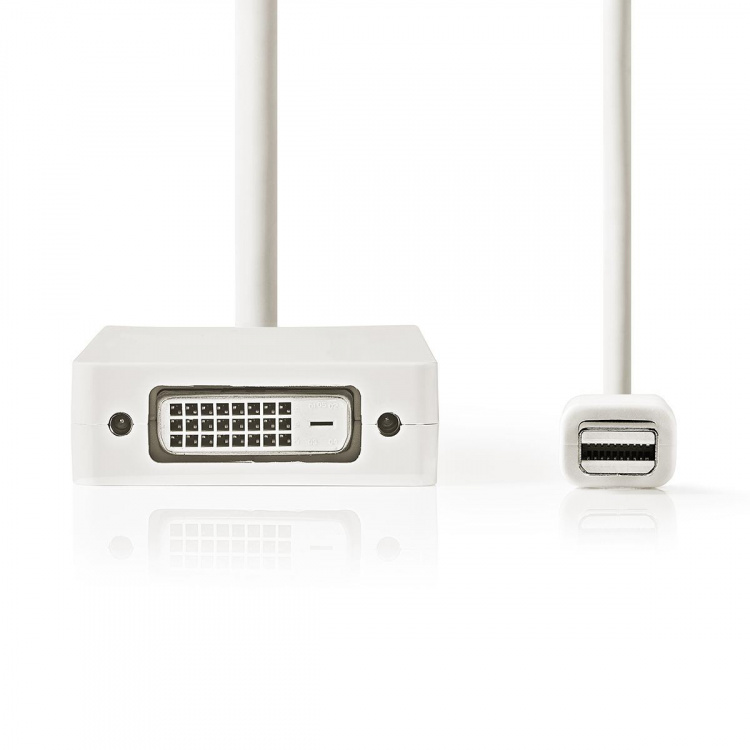 Nedis Mini DisplayPort kabel | DisplayPort 1.2 | Mini DisplayPort han | DVI-D 24+1-Pins Hun / HDMI™ Input / VGA Hun | 21.6 Gbps | Nikkelplateret | 0.20 m | Runde | PVC | Hvid | Blister