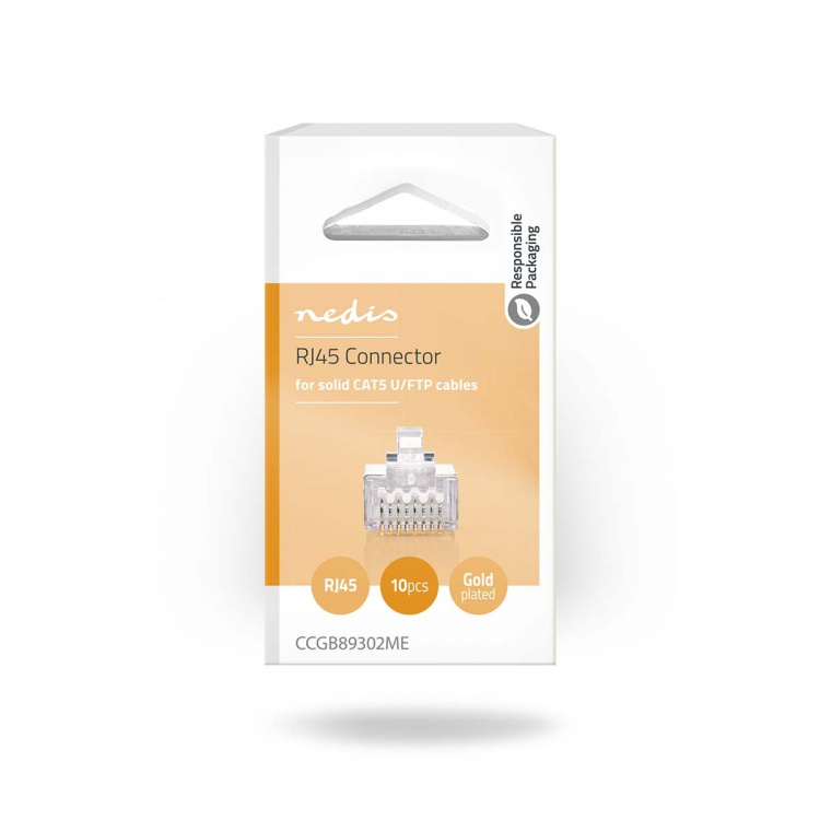 Nedis RJ45-stik | Han | Solid STP CAT5 | Lige | Guldplateret | 10 stk. | PVC | Gennemsigtig | Box