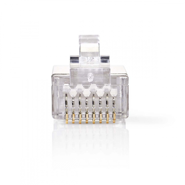 Nedis RJ45-stik | Han | Solid STP CAT6 | Lige | Guldplateret | 10 stk. | Polycarbonate | Gennemsigtig | Box